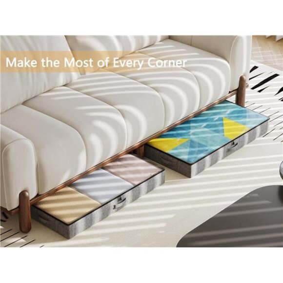 2-Pack Under Bed Storage Containers, 4.5 Inches Tall Low Profile Underbed - Picture 6 of 7